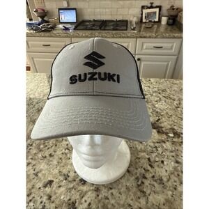 Suzuki Motorcycle Embroidered logo Curved Bill snap Trucker Hat/Cap Black OS4965